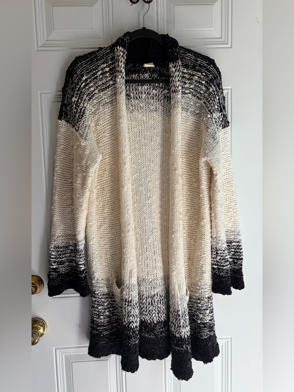 Ombre Knit Cardigan Sweater - Cream to Black